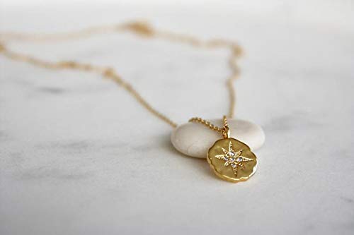 You Are Strong Necklace • Survivor Necklace • 14k Gold • Encouragement Gifts for Women • Diamond Starburst Charm • Never Give Up • Cancer Sobriety Recovery Loss Divorce • Mantra Affirmation Jewelry