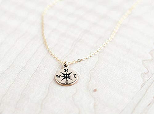 You are my Compass • I'd be Lost Without You • 1/2 Inch TINY Gold Charm Necklace • Unique Handcrafted Gift for Wife/Girlfriend/Best Friend