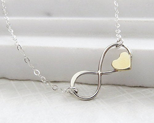 Father and Daughter Necklace • Infinite Love • 925 Sterling Silver • Infinity with Gold Heart • Birthday Memorial Remembrance Wedding • Gift for Daughter from Dad