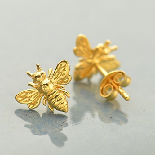 Little Gold Bee Earrings • Gold Honeybee Studs • BumbleBee Post • Handcrafted Jewelry