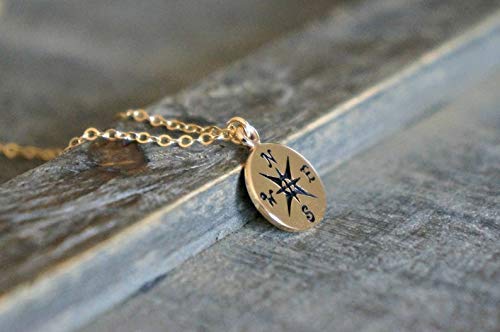 You are my Compass • I'd be Lost Without You • 1/2 Inch TINY Gold Charm Necklace • Unique Handcrafted Gift for Wife/Girlfriend/Best Friend