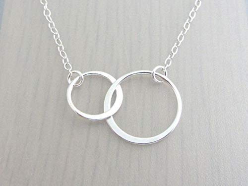 Cousin Gift • Two Connected Circles • 925 Sterling Silver • Interlocking Eternity Rings • Linked Together • Simple Dainty Everyday Necklace • Family Jewelry • Friends for Life