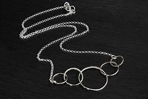 50th Birthday Gift for Women • Silver • Five Connected Circles • 5 Decades Celebration • 50 Years Old • Simple Minimalist Everyday Necklace • Handcrafted Milestone Jewelry