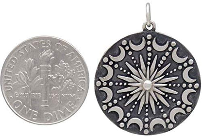Sun Moon Mandala Necklace on Antiqued Chain