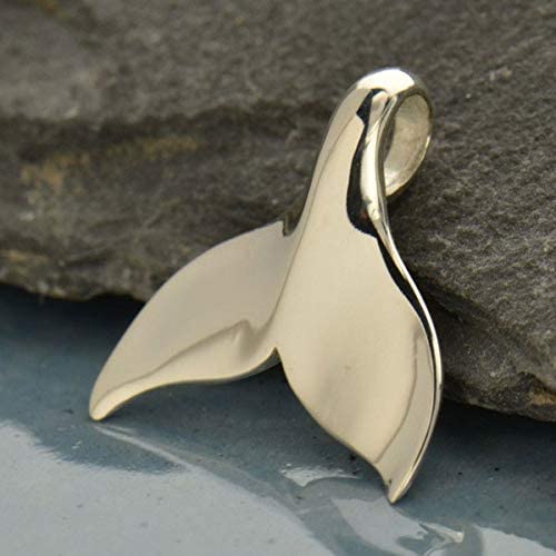 A Charmed Impression Sterling Silver High Polished Mermaid Tail • Whale Tail • Necklace Pendant Charm