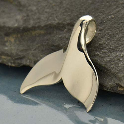 A Charmed Impression Sterling Silver High Polished Mermaid Tail • Whale Tail • Necklace Pendant Charm
