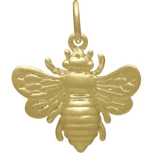 Gold Bee Charm • Great for Earrings • Necklace • Bracelet • Pendant • 3/4 Inch Size