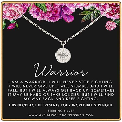 Warrior Necklace • Addiction Recovery • Survivor Gift • Silver • Polaris North Star Pendant • Strength • Encouragement • Cancer Divorce Single Mom Depression • Inspirational Gifts
