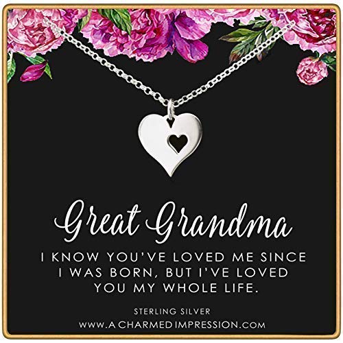 Great Grandma Gifts • Great Grandmother Grandchild Necklace • Sterling Silver Necklace • Great Grandparents Gifts • Gift for Grandma from Grandchildren • Christmas Gifts from Granddaughter Grandson