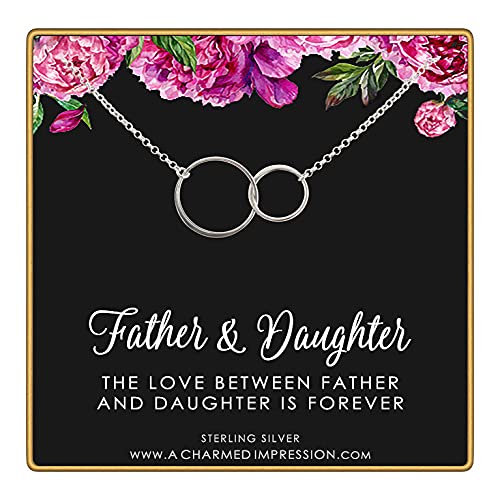 Father and Daughter Gift • Sterling Silver Necklace • Daughter Jewelry Gifts • Gift for Daughter from Dad • Two Connected Circles • Bride Wedding Gift • In Memory of • Memorial Jewelry for Women Girls
