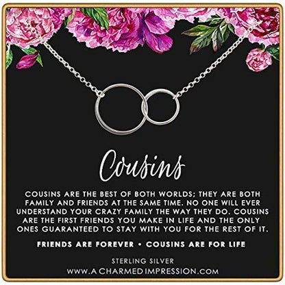 Cousin Gift • Two Connected Circles • 925 Sterling Silver • Interlocking Eternity Rings • Linked Together • Simple Dainty Everyday Necklace • Family Jewelry • Friends for Life