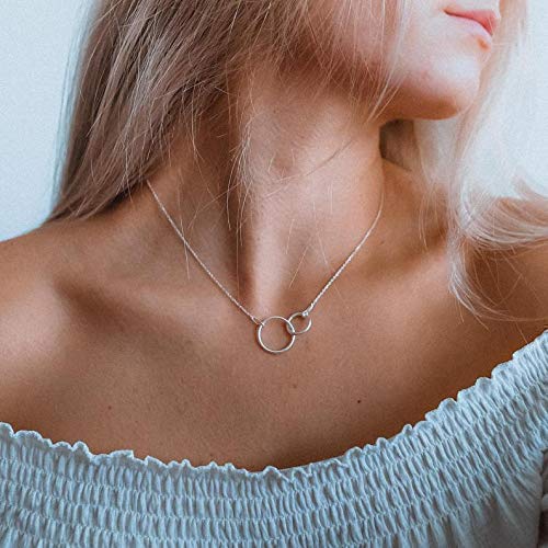 Best Friend Gifts • Tribe Friendship Necklace • Sterling Silver Jewelry • Two Connected Circles • Friends Forever • Soul Sister Gift Necklace • Pizza • Birthday Gifts for Women • Friendship Jewelry