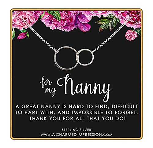 Gift for Nanny Babysitter • Gifts Appreciation • Sterling Silver Necklace • Birthday Gift for Nanny from Kids • Best Nanny • Child Caregiver Gifts for Women • Impossible to Forget