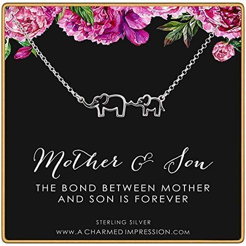 Boy Mom Gift • Mother & Baby Elephant Necklace • 925 Sterling Silver • Expecting Pregnancy Push Present • New Mommy • Family Charm • Strong Single Mama • The Bond Between Mother & Son is Forever