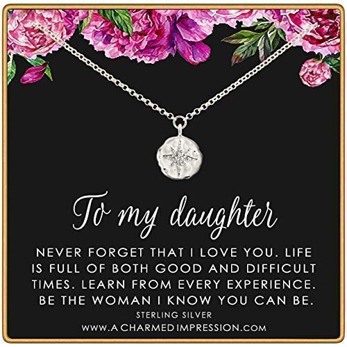 Unique Gifts for Daughter • Thoughtful Gifts from Mom Dad • Sterling Silver • CZ Diamond Starburst Necklace • Teen Girls • Encouragement Gifts for Women • Birthday Christmas • Inspirational Jewelry