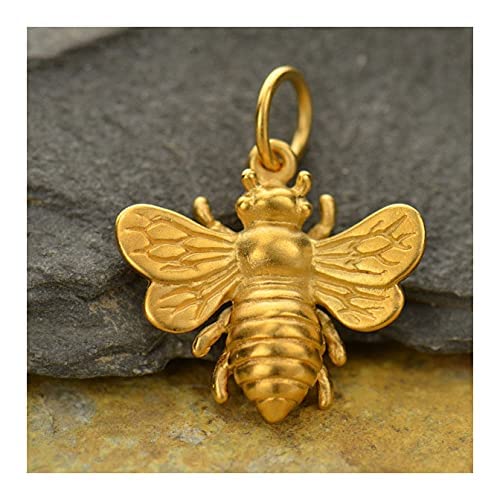 Gold Bee Charm • Great for Earrings • Necklace • Bracelet • Pendant • 3/4 Inch Size