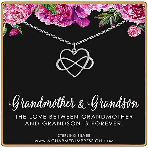 Gift for Grandma • Intentional Grandmother & Grandson Necklace • Infinity Heart Pendant • Sterling Silver • Infinite Love • Jewelry with Meaning