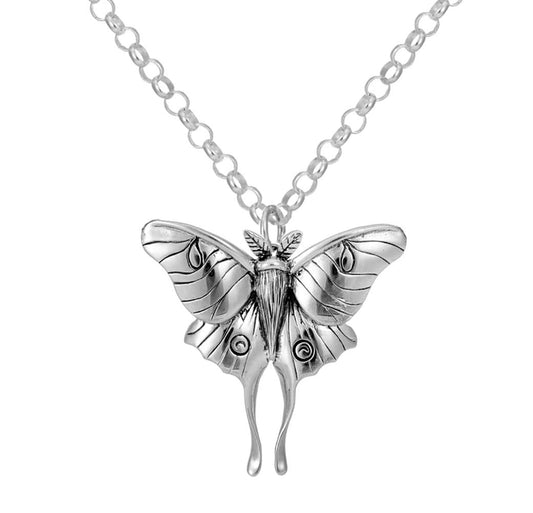 Two Cups Sterling Silver Luna Moth Necklace • Moth Jewelry • Bug Jewelry • Intuition Jewelry • Entomologist Jewelry • Butterfly Charm • Transformation • New Beginnings
