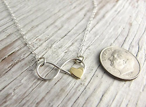 Unique Gift for Stepdaughter • Gifts from Mom Dad • Infinite Love • Sterling Silver Necklace • Infinity Gold Heart Charm Necklace • New Daughter • Wedding Birthday Christmas Gifts for Women Girls