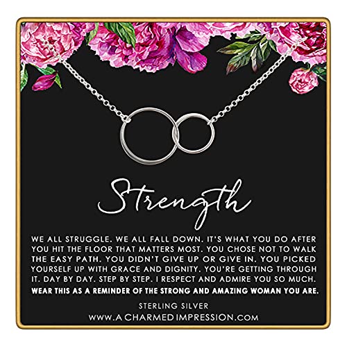 Strength Necklace • Addiction Recovery • Survivor Gift • Silver Necklace • Strength • Encouragement • Cancer Divorce Single Mom Depression • Inspirational Gifts