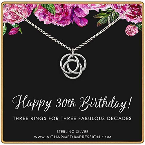 30th Birthday Gifts for Women • 30th Birthday Necklace • Silver • Three Circles Necklace • 3 Decades • Thirty Year Old Birthday Gift • 3 Circle Necklace • Thirtieth 30 Year Old Birthday Gifts