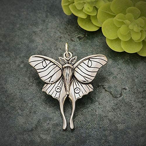 Sterling Silver Luna Moth Charm • Moth Jewelry • Bug Jewelry • Intuition Jewelry • Entomologist Jewelry • Butterfly Charm • Transformation • New Beginnings