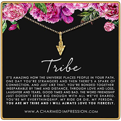 Tribe Necklace • Unique Friendship Gifts • 14k Gold • Arrowhead Necklace • Tribe Gifts • Best Friend Gifts • Sister Necklaces for 2 3 4 • Gift for Best Friends • Arrow Necklace • You are My Person