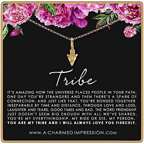 Tribe Necklace • Unique Friendship Gifts • 14k Gold • Arrowhead Necklace • Tribe Gifts • Best Friend Gifts • Sister Necklaces for 2 3 4 • Gift for Best Friends • Arrow Necklace • You are My Person