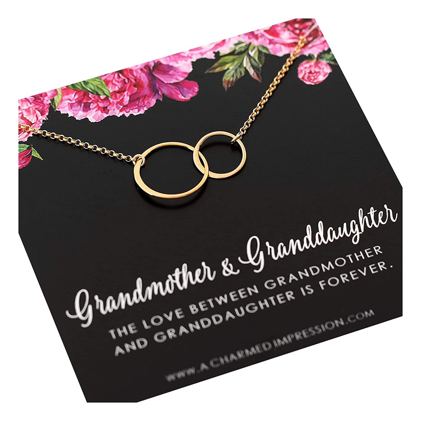 Grandmother and Granddaughter Gifts • 14k Gold Circle Necklace • Gift for Grandmother Granddaughter • Unique Gifts for Grandma • Thoughtful Gifts for Women Girls • Sentimental Keepsake Necklaces