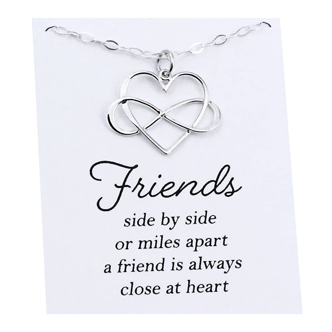 Best Friend Gift • Infinity Heart Necklace • Silver • Long Distance BFF • Meaningful Jewelry • Sisterhood • Miss You