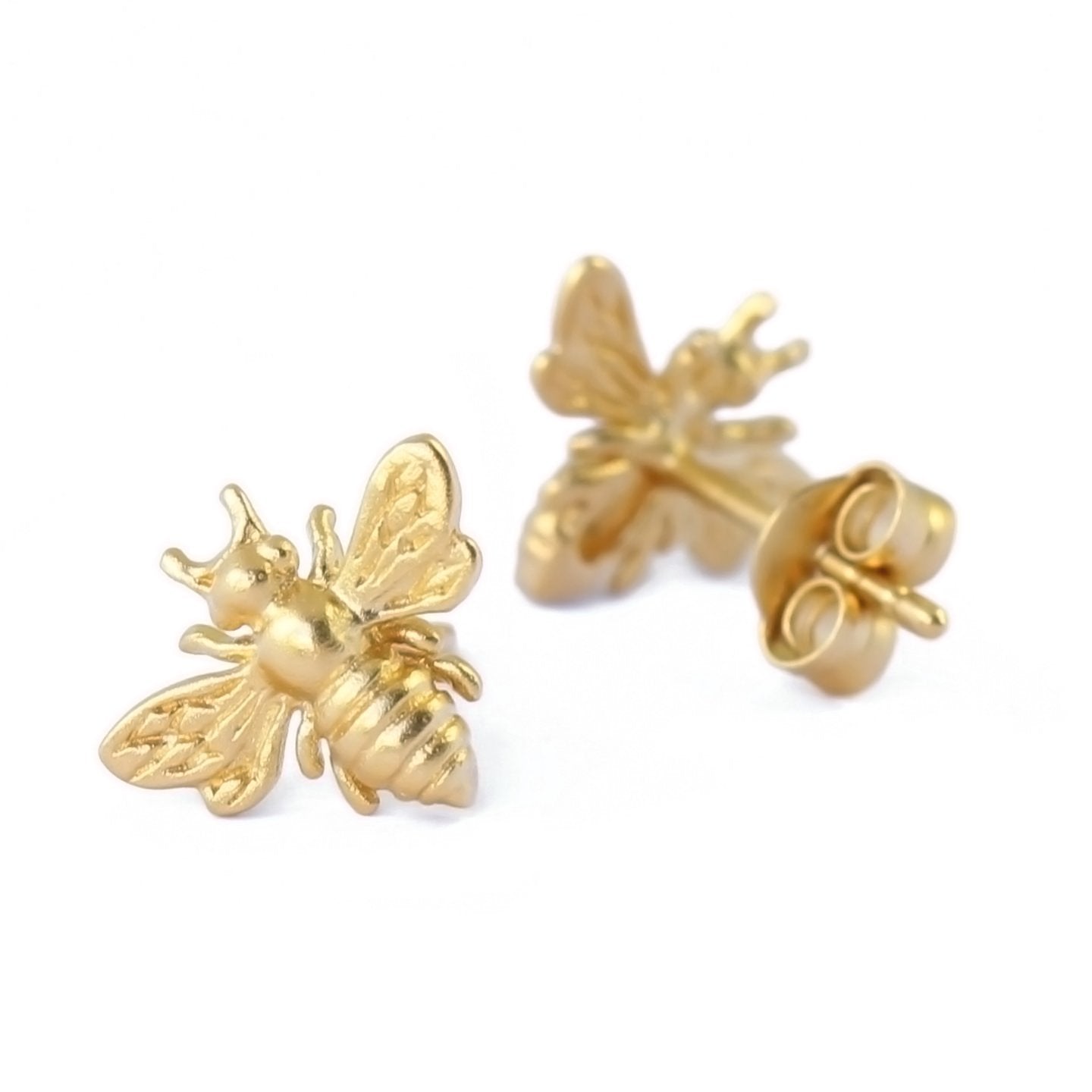 Little Gold Bee Earrings • Gold Honeybee Studs • BumbleBee Post • Handcrafted Jewelry