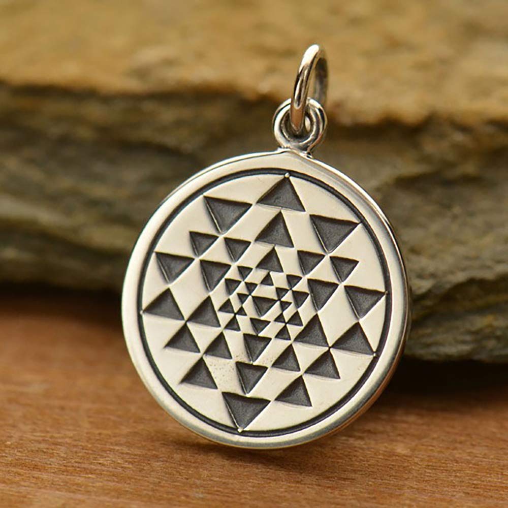 Two Cups Sterling Silver Sri Yantra Charm Necklace