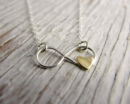 Father and Daughter Necklace • Infinite Love • 925 Sterling Silver • Infinity with Gold Heart • Birthday Memorial Remembrance Wedding • Gift for Daughter from Dad