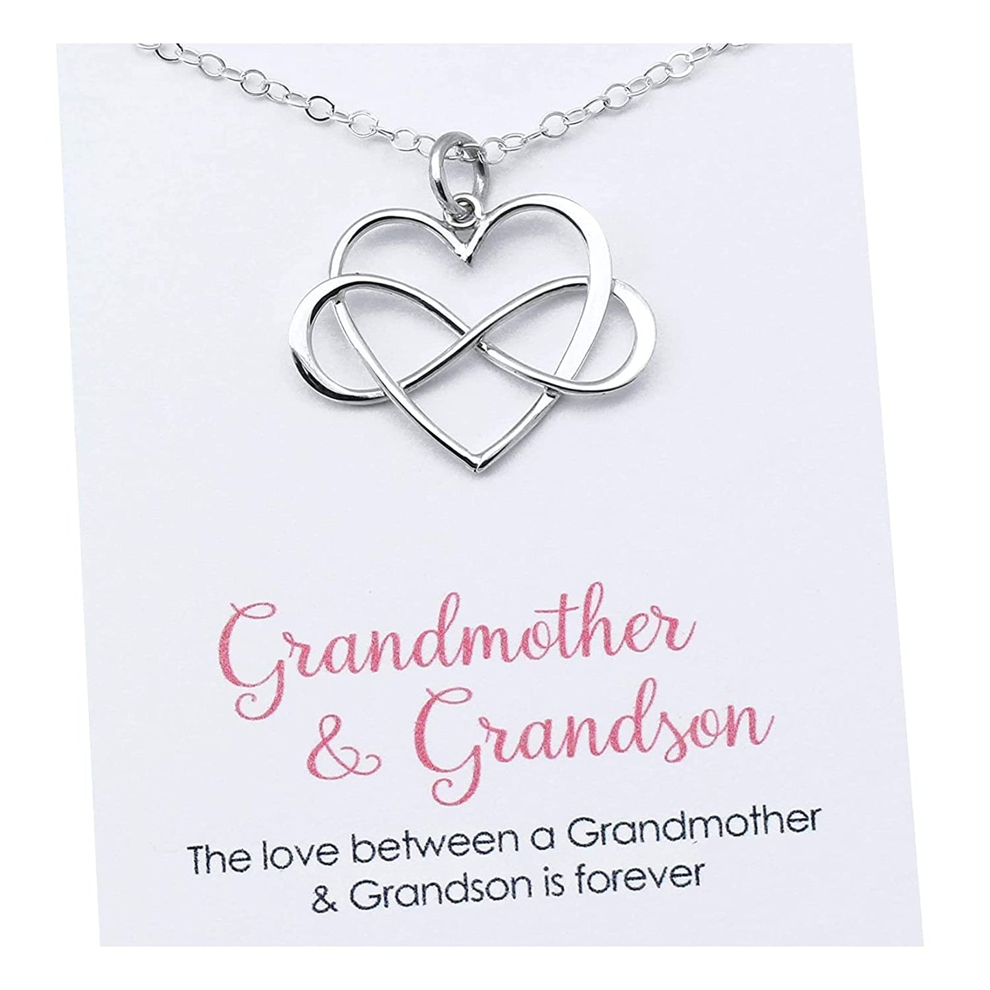 Gift for Grandma • Intentional Grandmother & Grandson Necklace • Infinity Heart Pendant • Sterling Silver • Infinite Love • Jewelry with Meaning