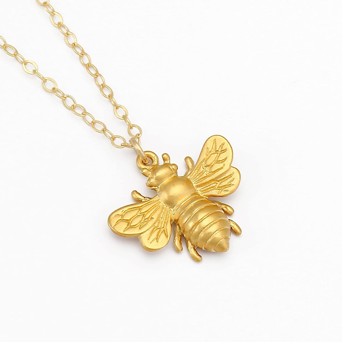 Large Gold Bee Necklace • Gold Honeybee/Bumblebee Charm • Simple Everyday Jewelry • Bridesmaid Gift • Garden Themed Wedding • Save the Bees …