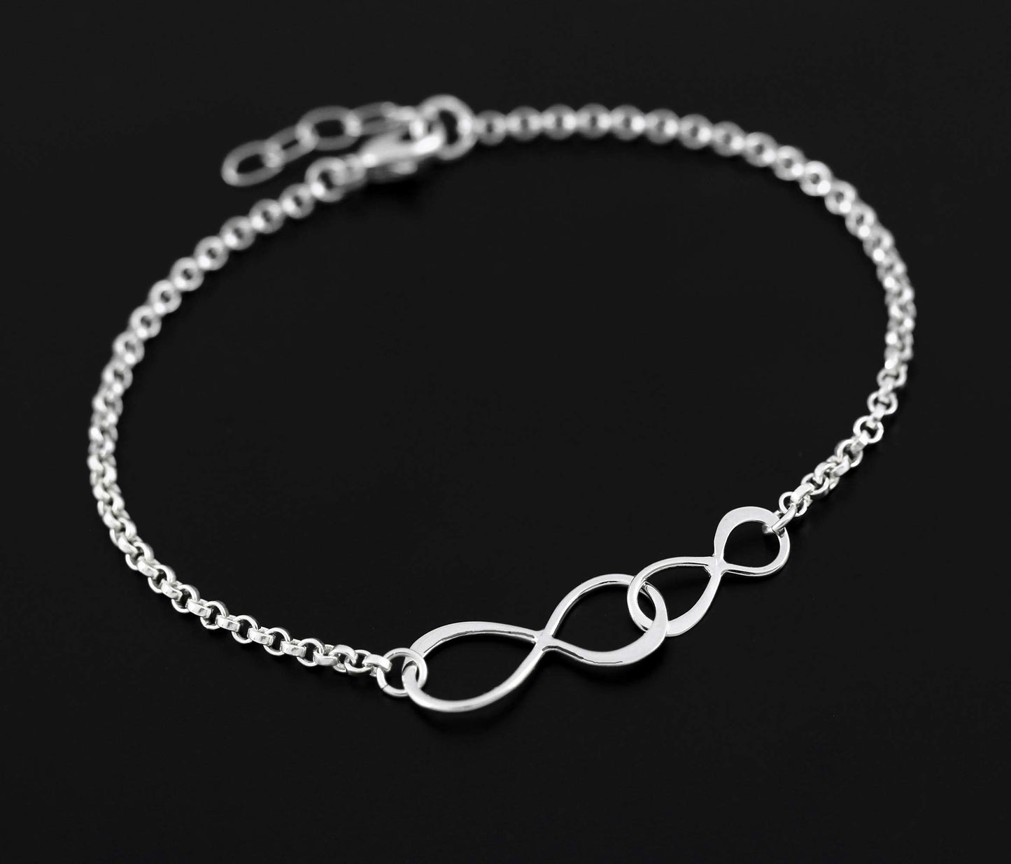 Grandmother Granddaughter Bracelet • Handmade Sterling Silver Bracelet • Two Connected Infinity Bracelet • 2 Infinity • Eternity Circles • Gifts for Grandma Adult Granddaughter • Meaningful Jewelry