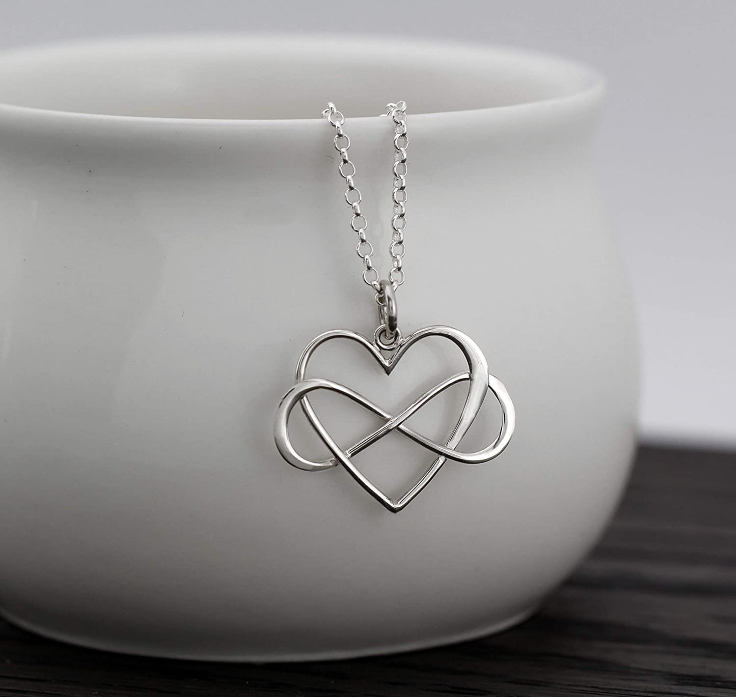 Gifts for Grandma and Grandson • Infinity Heart Charm • 925 Sterling Silver • Infinite Love Necklace