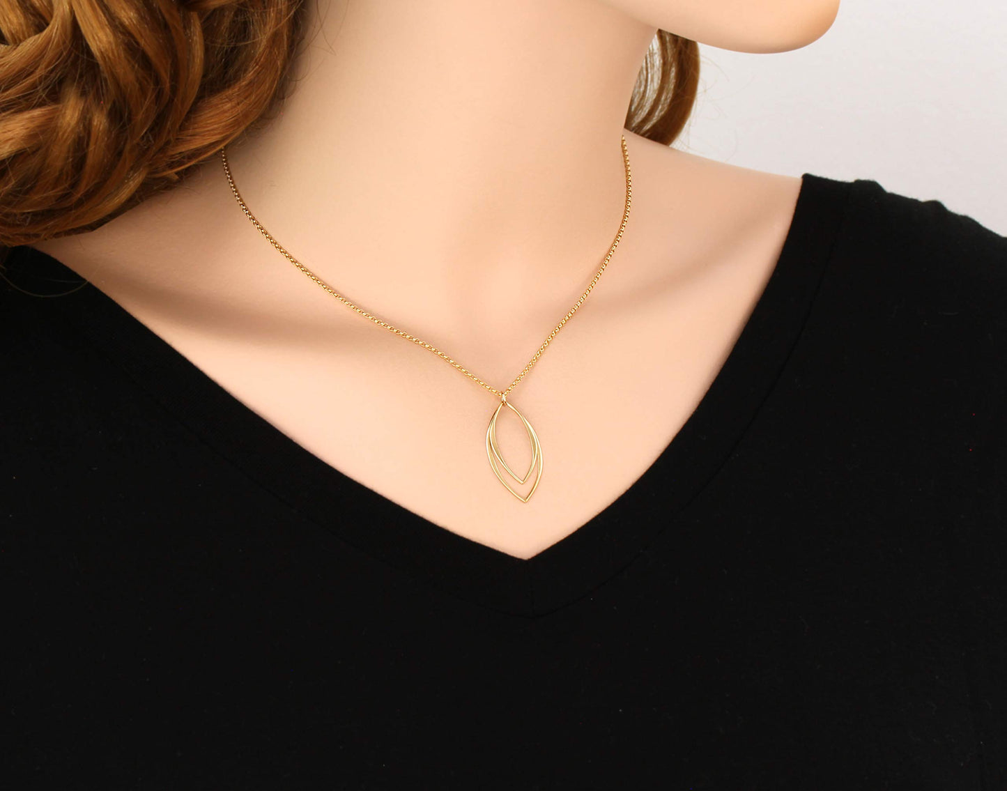 14k Gold Filled Marquise Necklace • Modern Minimalist Jewelry • Simple Delicate Pendant • Handmade Necklace • Necklaces for Women • Gifts for Teen Teenage Girl Gift • Geometric Shape • Sexy Edgy