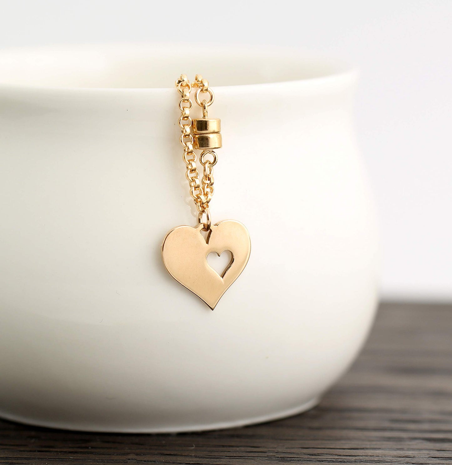 A Charmed Impression Grandmother and Grandson • Gold Heart with Heart Cutout Bracelet • Magnetic Clasp