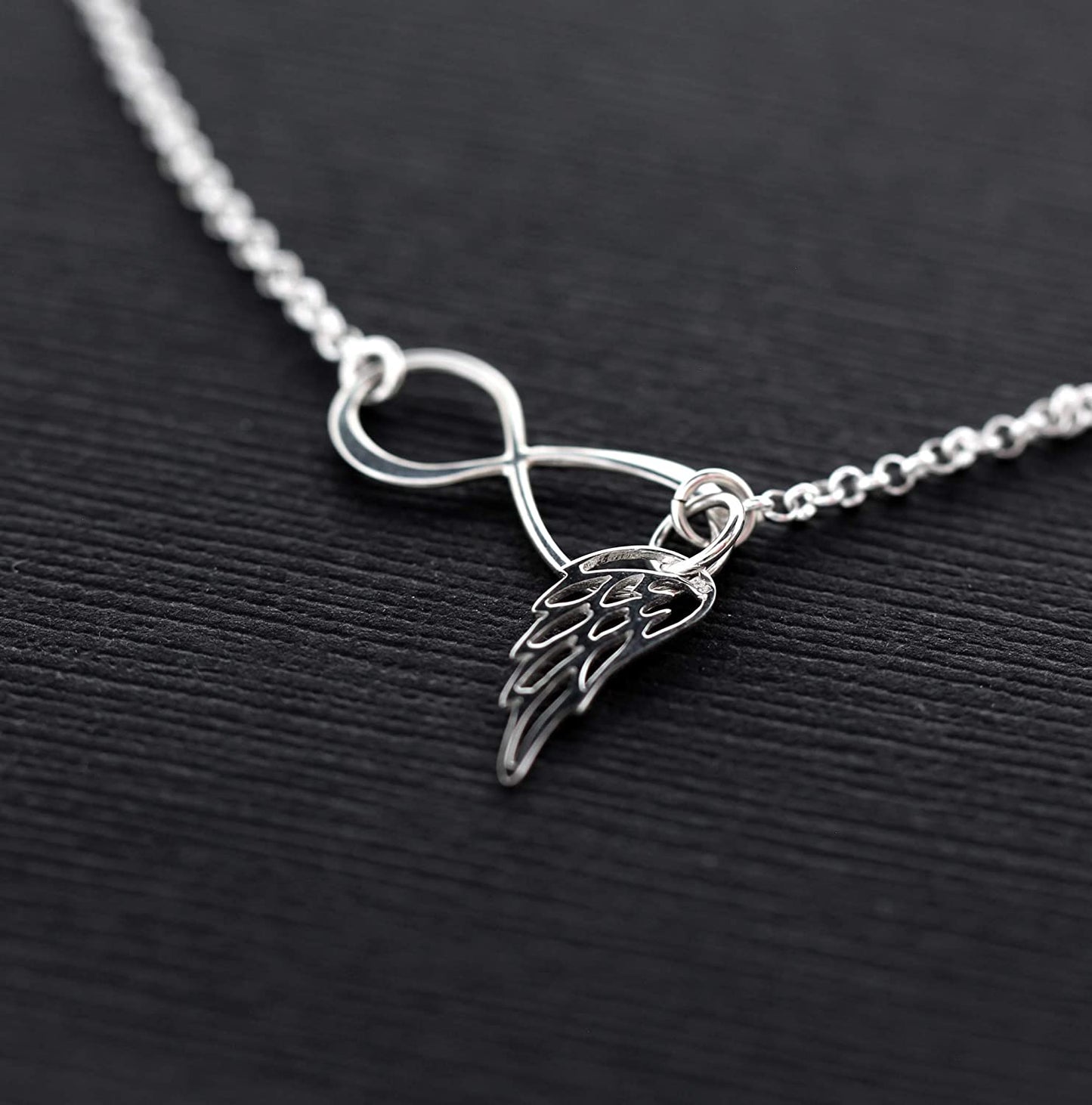Memorial Gift Jewelry • Sorry For Your Loss Necklace • Sterling Silver • Angel Wing Infinity • In Memory of Husband Mother Father Sister Child Baby Pet Dog Miscarriage • Sympathy Remembrance Gift