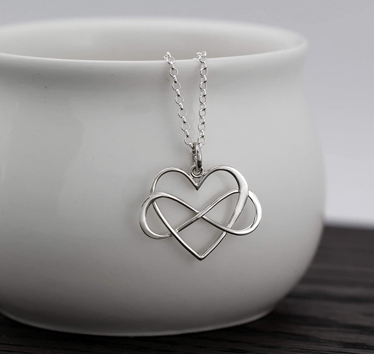 Unbiological Mother & Child Gift • Sterling Silver • Infinity Heart Necklace • Keepsake Jewelry • Adoption Gotcha Day Gifts for Women Girls • Daughter Stepdaughter • Unique Meaningful