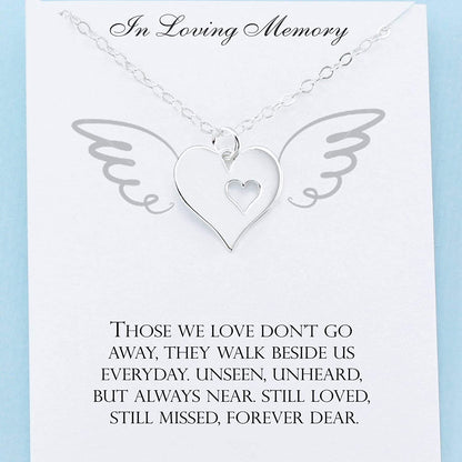 In Memory Of • Memorial Charm Necklace • Sterling Silver Heart • Grief Jewelry • Sympathy Gift