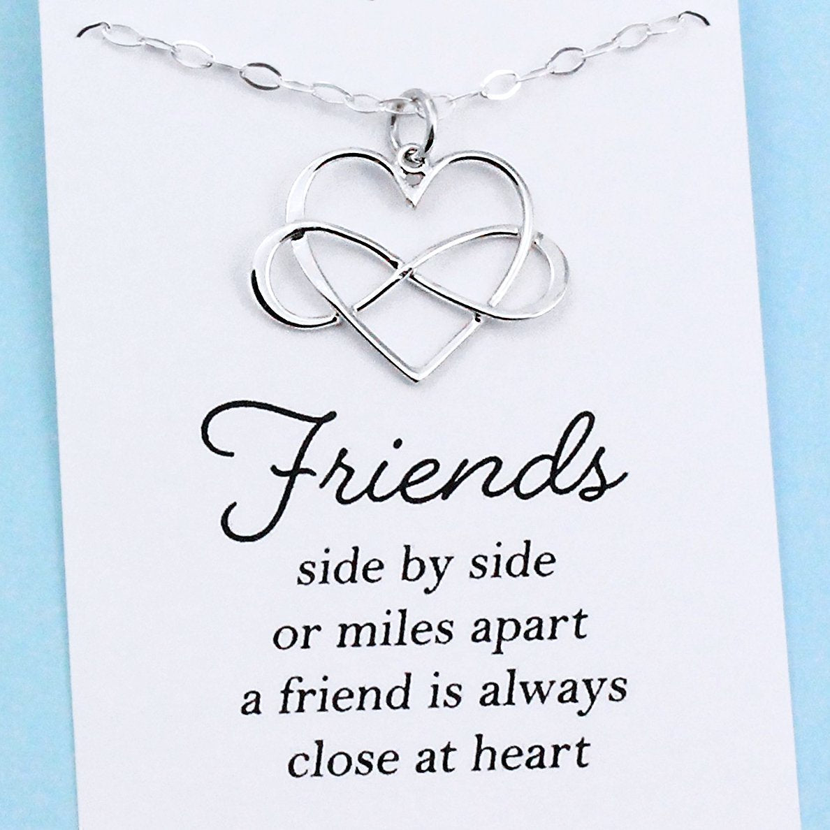 Best Friend Gift • Infinity Heart Necklace • Silver • Long Distance BFF • Meaningful Jewelry • Sisterhood • Miss You