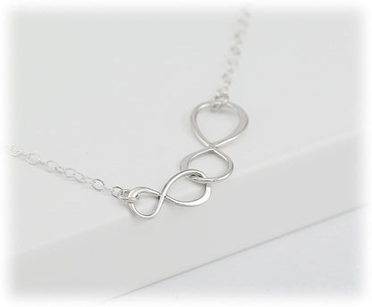 Sterling Silver Mother Daughter Necklace • Gift for Mom • Daughter Gifts from Mom • New Mom Gifts • Card and Jewelry • Double Infinity Charm Necklace • Intentional Gifts Women • Infinite Love