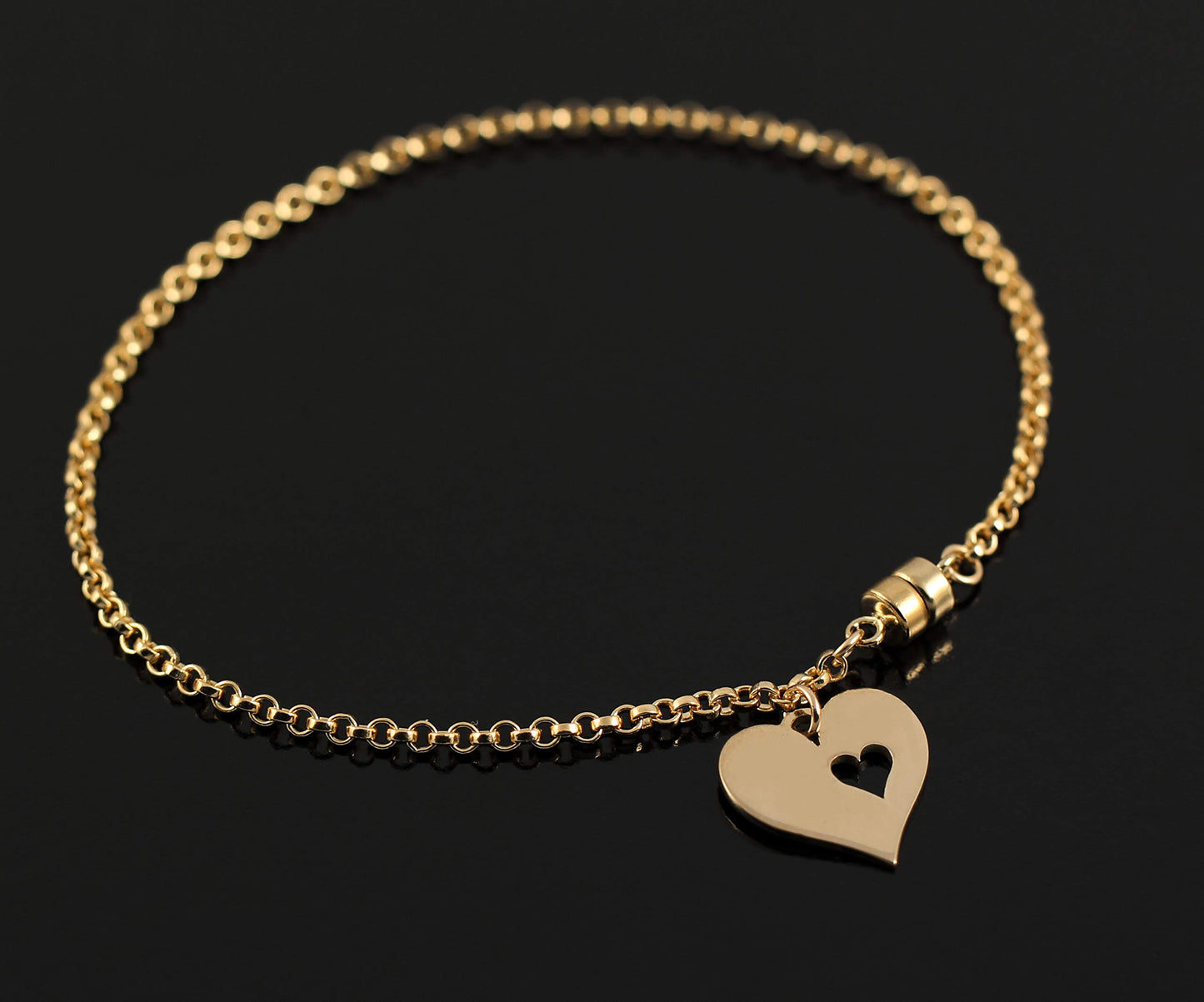 Great Grandma Jewelry • Great Grandmother Gifts • 14k Gold Bracelet • Gold Heart with Heart Cutout Charm • Magnetic Clasp • Grandparents Gifts from Grandchild • Gift for Grandma from Grandchildren