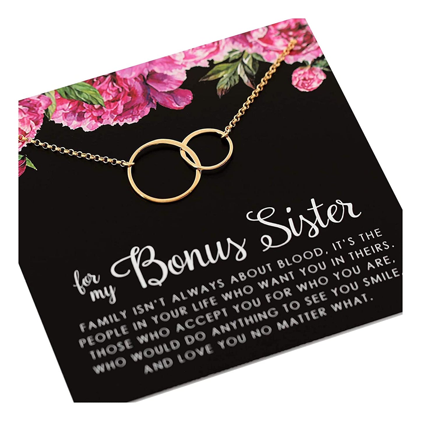 Bonus Sister Necklace • Two Connected Circles • 14k Gold Fill ï Sister in law • Bride or Groom Sister • Adopted • Stepsister Best Friend • Friendship Love Gift • Appreciation Gratitude Jewelry