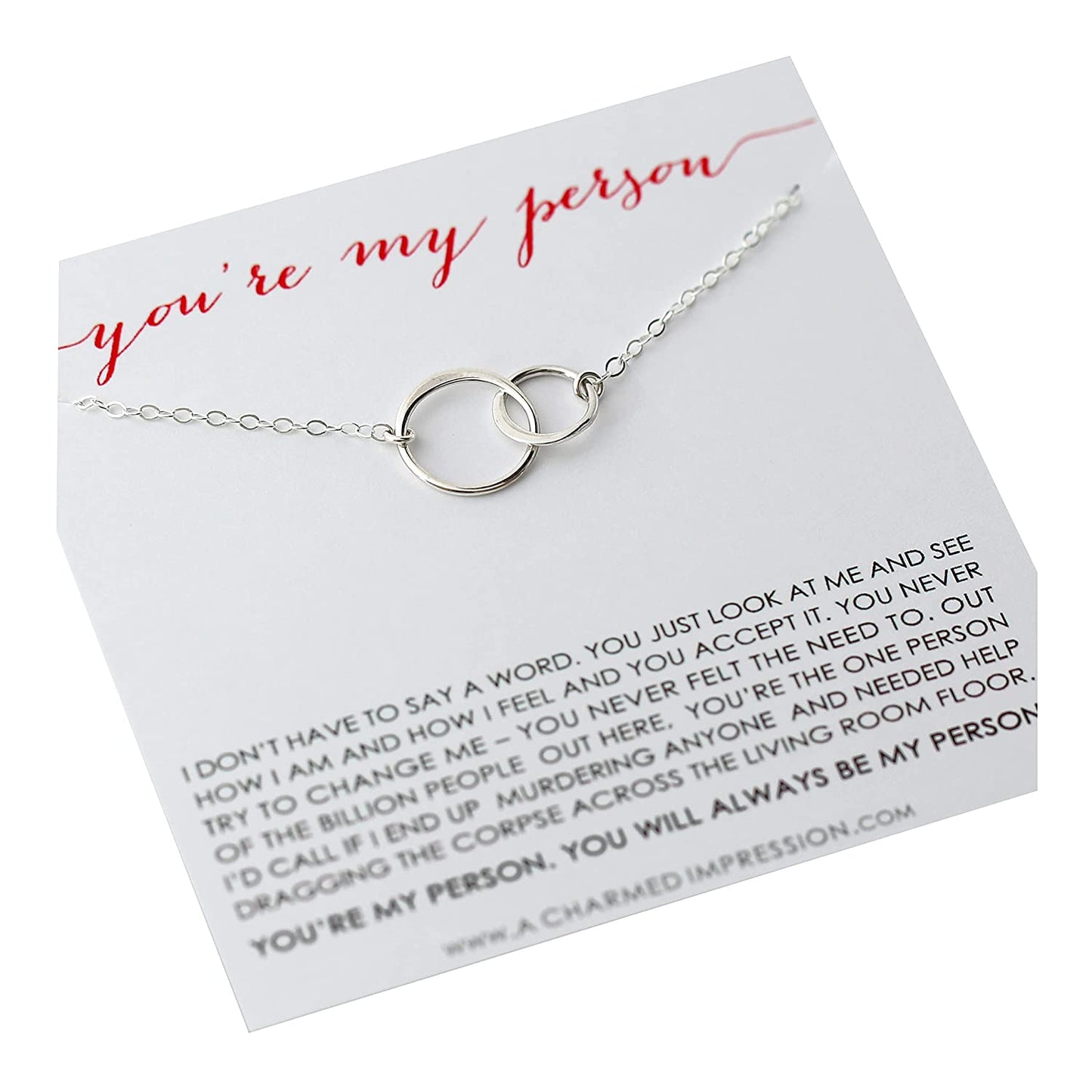 Friendship Necklace • You Are My Person Necklace • Love and Friendship Jewelry • Two Connected Circles • 925 Sterling Silver • You're My Tribe Unbiological Soul Sister Necklace • Gifts for BFF Besties