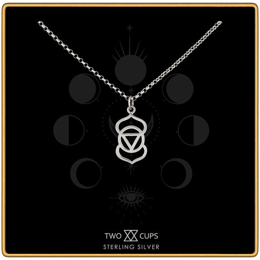 Two Cups Third Eye Chakra Charm Necklace • Healing Jewelry • Adjustable Length Chain