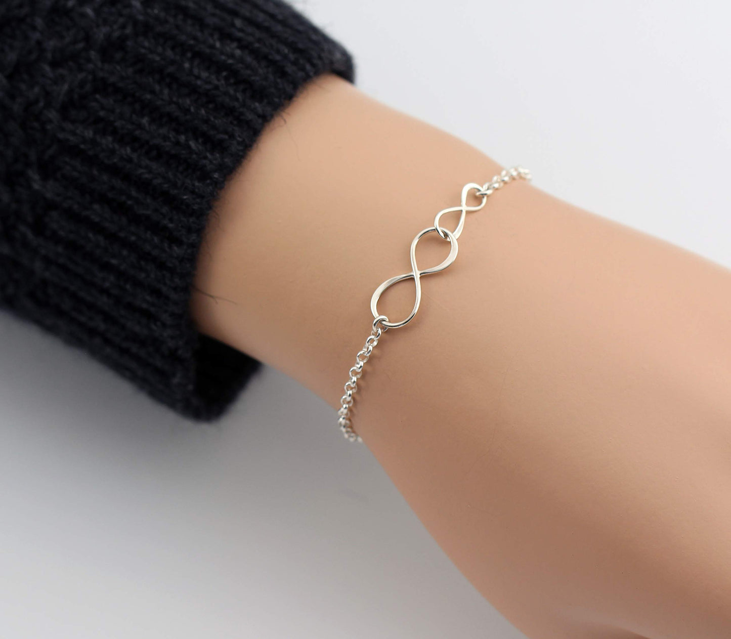 Grandmother Granddaughter Bracelet • Handmade Sterling Silver Bracelet • Two Connected Infinity Bracelet • 2 Infinity • Eternity Circles • Gifts for Grandma Adult Granddaughter • Meaningful Jewelry