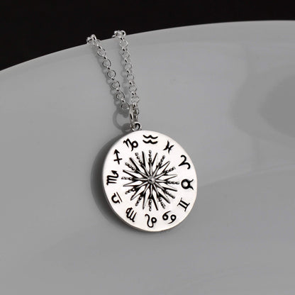 Sterling Silver Astrology Pendant Necklace • All Zodiac Sun Moon Rising Signs • Sun Necklace • Celestial Jewelry • Spiritual Mystical Metaphysical Charm Necklace